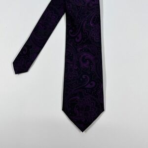 Barry Wang Purple Paisley Silk Necktie Mens One Size